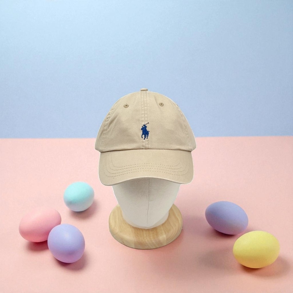 Polo by Ralph Lauren Tan Hat with Blue Emblem